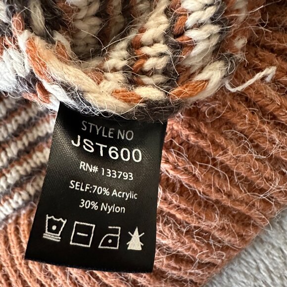 Pol Chunky 3D Knit Eyelash Diamond Sweater Women's LARGE Brown - Picture 6 of 6